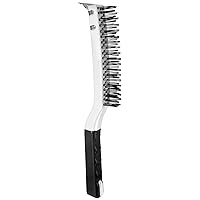 Amazon Basics 3 x 19 Soft Grip, Carbon Steel, Wire Brush with Scraper, Black/White