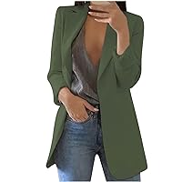 Women Notch Lapel Blazer Casual Long Sleeve Office Jacket Solid Open Front Blazers Dressy Business Coat for Ladies