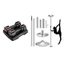 VIVOHOME 15 lbs Adjustable Weights Dumbbells Set of 2 with Portable Spinning Dance Stripping Pole
