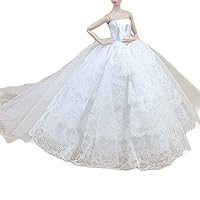 Handmade Doll Clothes White Gauze Trailing Dress Doll Wedding Dress for 11.8 inch Doll
