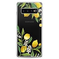 Case Compatible with Samsung S24 S23 S22 Plus S21 FE Ultra S20+ S10 Note 20 S10e S9 Slim fit Pattern Phone Fruits Tropical Flexible Silicone Print Blossom Yellow Design Lemon Cute Clear Citrus