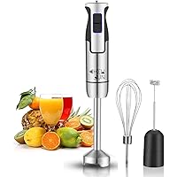 CHEW FUN Multipurpose Immersion Hand Blender Poweful 500 Watt,9-Speed,High Power Low Noise,3-in-1 includes Detachable Chopper,Egg Whisk,Milk Frother