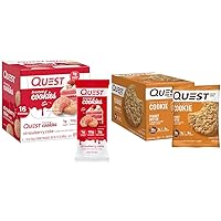 Quest Nutrition Frosted Cookies Twin Pack, Strawberry Cake, 1g Sugar, 10g Protein, 2g Net Carbs, Gluten Free, 16 Cookies & Peanut Butter Protein Cookie, High Protein, Low Carb, 12 Count