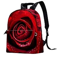Travel Backpacks for Women,Mens Backpack,Dark Red Rose with Water,Backpack