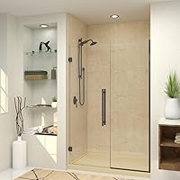 Transolid EHTB525287610C-BK-MB Elizabeth 52.5-in W x 76-in H Hinged Shower Door in Matte Black with Clear Glass