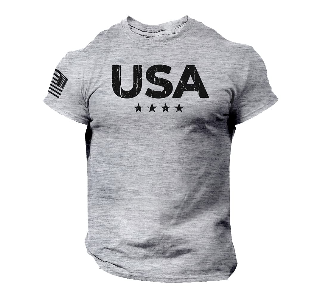 Rogue Style USA Stars Flag Men T Shirt American Gym Workout Cotton Tee
