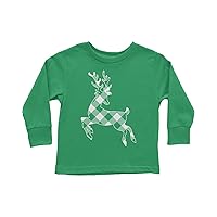 Threadrock Kids White Plaid Reindeer Toddler Long Sleeve T-Shirt