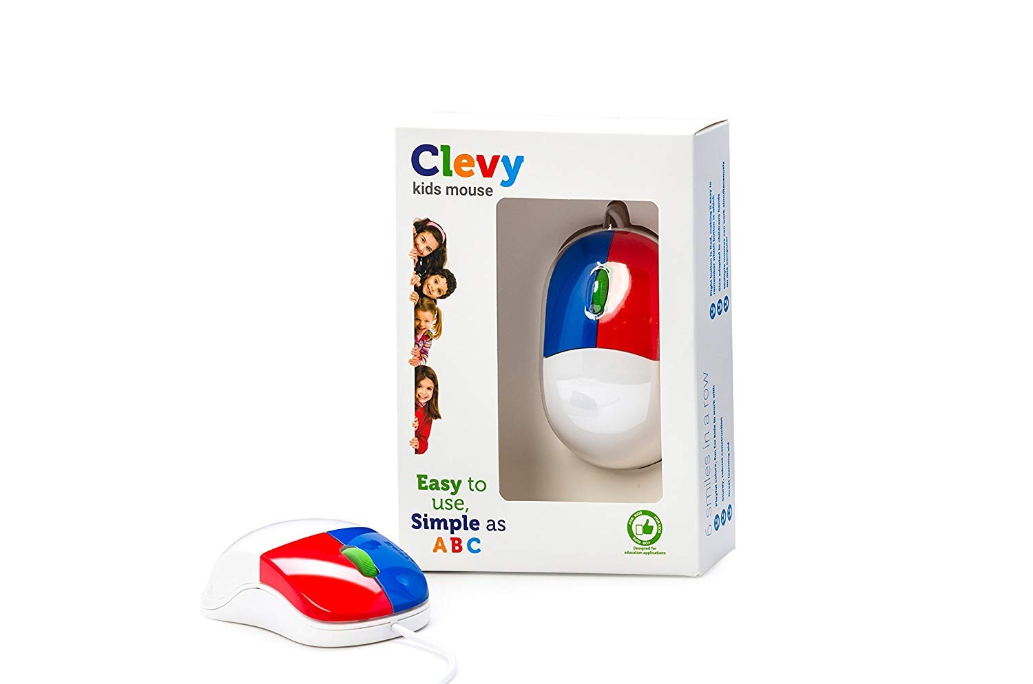 Clevy Bundle Adults/Children: Mouse + Large Print Mechanical Keyboard Spill Proof (Lower Case Color Coded) Matching Mouse Optical Ergonomic USB Easy Slide Design - Compatible with Win & Mac OS