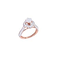 Jewels 14K Gold 0.59 Carat (H-I Color,SI2-I1 Clarity) Natural Diamond Solitaire With Accents Ring