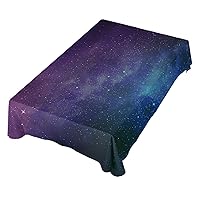 ALAZA Galaxy Starry Night Sky & Aurora Purple and Blue Table Cloth Square 54 x 54 Inch Tablecloth Anti Wrinkle Table Cover for Dining Kitchen Parties