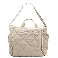 Fozehlad Quilted Tote Bag for Women Large Nylon Pruffer Padding Satchel Hobo Purse Shoulder Handbag for Trendy