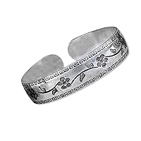 Linpeng Tibet Silver Plated Flowers Bangle, One Size