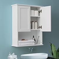 Bathroom Wall Cabinet Wooden Medicine Cabinet Buffering Hinge MDF Material Over Toilet Storage 23