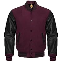 Wool Body Leather Sleeves 38 Colors Option Letterman Baseball Bomber Varsity Jacket