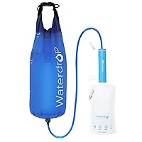 Waterdrop Gravity Water Filter Straw, Camping Water Filtration System, Water Purifier Survival for Travel, Backpacking and Emergency Preparedness, 1.5 gal Bag, 0.1 Micron, 5 Stage Filtration, Blue
