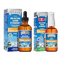 Sovereign Silver Bio-Active Silver Hydrosol Family Bundle – Bio-Active Silver Hydrosol for Immune Support – Dropper, 4 oz + Kids Bio-Active Silver Hydrosol Liquid for Immune Support – Fine Mist, 2 oz