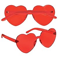 Frameless Heart Shaped Plastic Glasses | Red | 1 Pc
