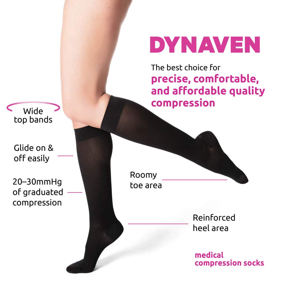 Sigvaris Women’s DYNAVEN Closed Toe Calf-High Socks 20-30mmHg