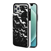 Halloween Flying Bats Printed Wallet Case for iPhone 12 Pro Case, Pu Leather Wallet Case with Card Holder, Shockproof Phone Cover for iPhone 12 Pro Case 6.1
