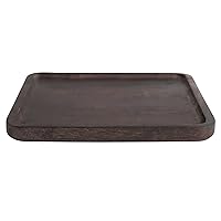 Boho Square Hand Carved Wood Plate with Raised Edge, Espresso