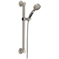 Delta Faucet ActivTouch 9-Setting Slide Bar Hand Held Shower with Hose, Brushed Nickel Handheld Shower Head, Slide Bar Hand Shower, Handheld Shower, Detachable Shower Head, Stainless 51900-SS