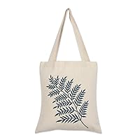 NOVICA Handmade Embroidered Cotton Shoulder Bag Azure Fern Pattern Handbags Ivory Blue Tote India Leaf Tree 'Ferny Frond in Azure'