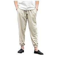 Men's Loose Straight Cotton Bloomers Summer Casual Pants Men's Breathable Pants Jean Pants