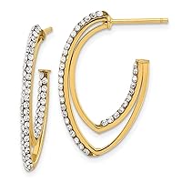 17.11mm 14k Gold Polished Crystals J hoop Post Earrings Measures 27.54x17.11mm Wide Jewelry Gifts for Women