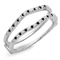 Round Alternate Gemstone & White Diamond Wedding Enhancer Guard Ring for Her in Gold