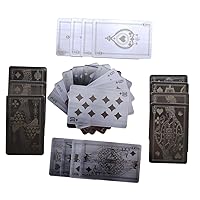 54PCS 304 Stainless Steel Poker Deck One Set Metal Playing Cards Bulk for Teens Adults Gift Reusable Collectable Classic Engraving Metal Poker Cards StyleA