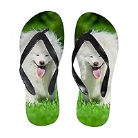 Vantaso Slim Flip Flops for Women Samoyed Dog Yoga Mat Thong Sandals Casual Slippers