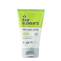 Raw Elements Face and Body All-Natural Mineral Sunscreen - Non-Nano Zinc Oxide, 95% Organic, Water Resistant, Reef Safe, Cruelty Free, SPF 30+, All Ages, Moisturizing, Bio-Resin Tube, 3 oz (Pack of 1)