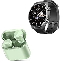 TOZO S5 Smartwatch (Answer/Make Calls) Sport Mode Fitness Watch, Black + T6mini Wireless Bluetooth in-Ear Headphones Green