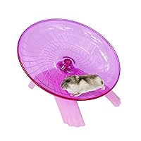Wontee Hamster Flying Saucer Silent Running Exercise Wheel for Gerbil Rat Mouse Hedgehog Small Animals (Pink)