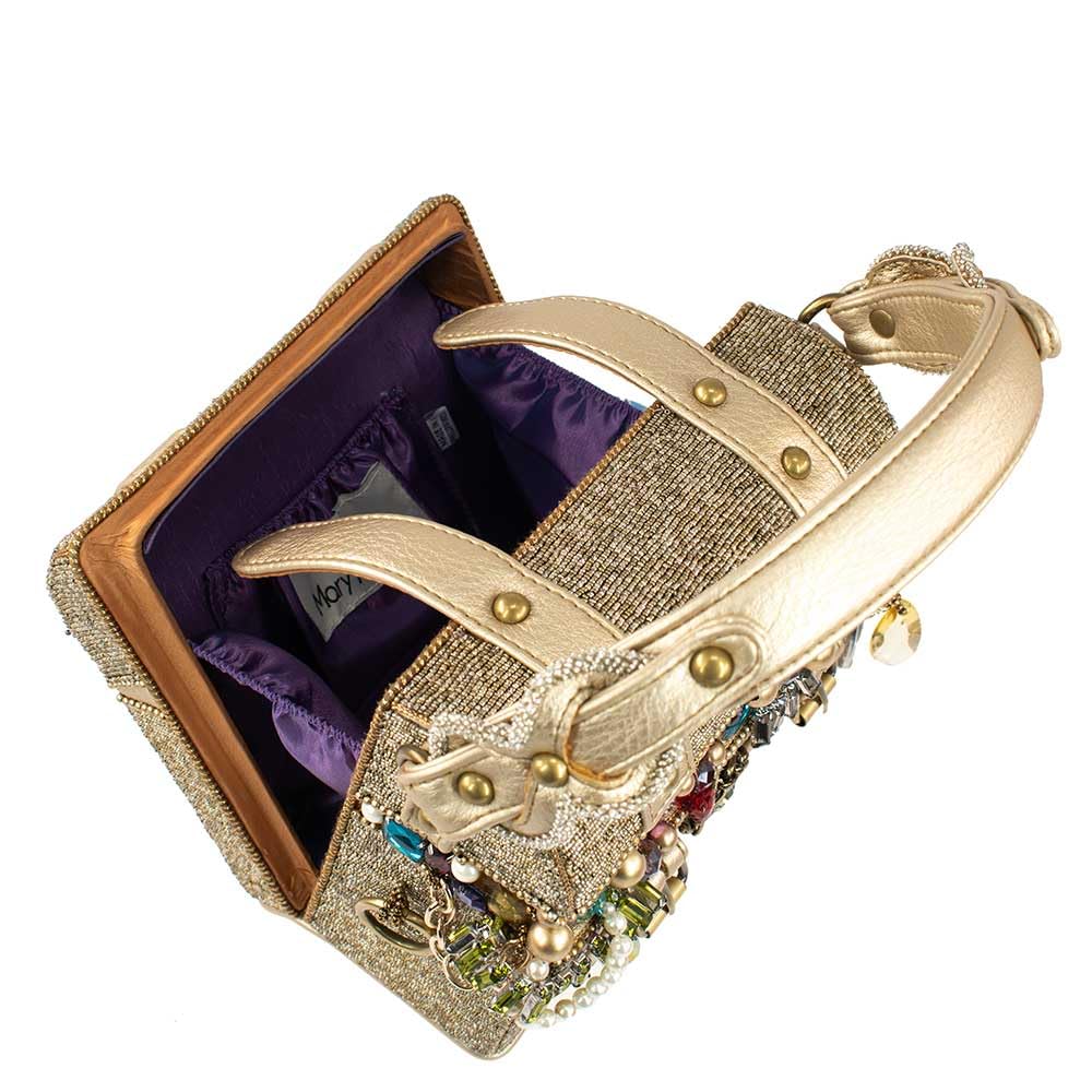 Mary Frances Secret Top Handle Treasure Chest Handbag, Gold