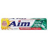AIM Whitening Anticavity Fluoride Toothpaste Gel Fresh Mint - 5.5 oz, Pack of 6