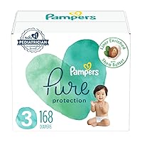 Pampers Pure Protection Diapers - Size 3, One Month Supply (168 Count), Hypoallergenic Premium Disposable Baby Diapers