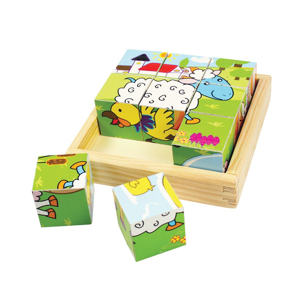 Bigjigs Toys Animal Cube Jigsaw Puzzle - 6X 9-Piece Toddler Puzzles, Quality Jigsaw Puzzles for Kids, Educational Animal Puzzles, Suitable for 18 Months +