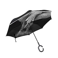 ALAZA Double Layer Inverted Umbrella Cars Reverse Umbrella Elephant Windproof UV Proof Travel Outdoor Umbrella