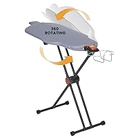 Dazzl 360-Degree Roto-Flip EZ37 Premium Ironing Board Full Size - HDPE Dual-Sided, Torso-Shaped Iron Board w Adjustable Height, Detachable Iron Holder, Detail Board & Spring Release Garment Clip