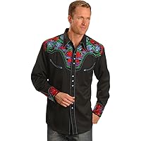 Scully Floral Tooled Embroidered Snap Front Shirt P 634C BLU **