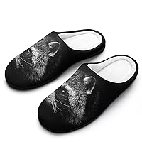 Noir Crook Raccoon Men's Cotton Slippers Memory Foam Washable Non Skid House Shoes