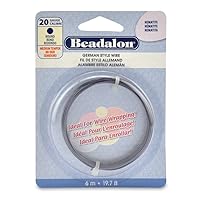 Beadalon German Style Wire for Jewelry Making, Round, Hematite Color, 20 Gauge, 19.7 ft