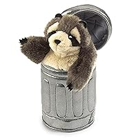 Folkmanis Raccoon In Garbage Can Hand Puppet