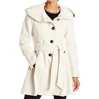 Steve Madden Women’s Coat – Single Breasted Wool Peacoat with Oversized Hood, Tie Belt – Lightweight Jacket for Women (S-XL)