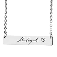HUAN XUN Personalized Bar Custom Name Necklace Personal Womens Jewelry Birthday Gift