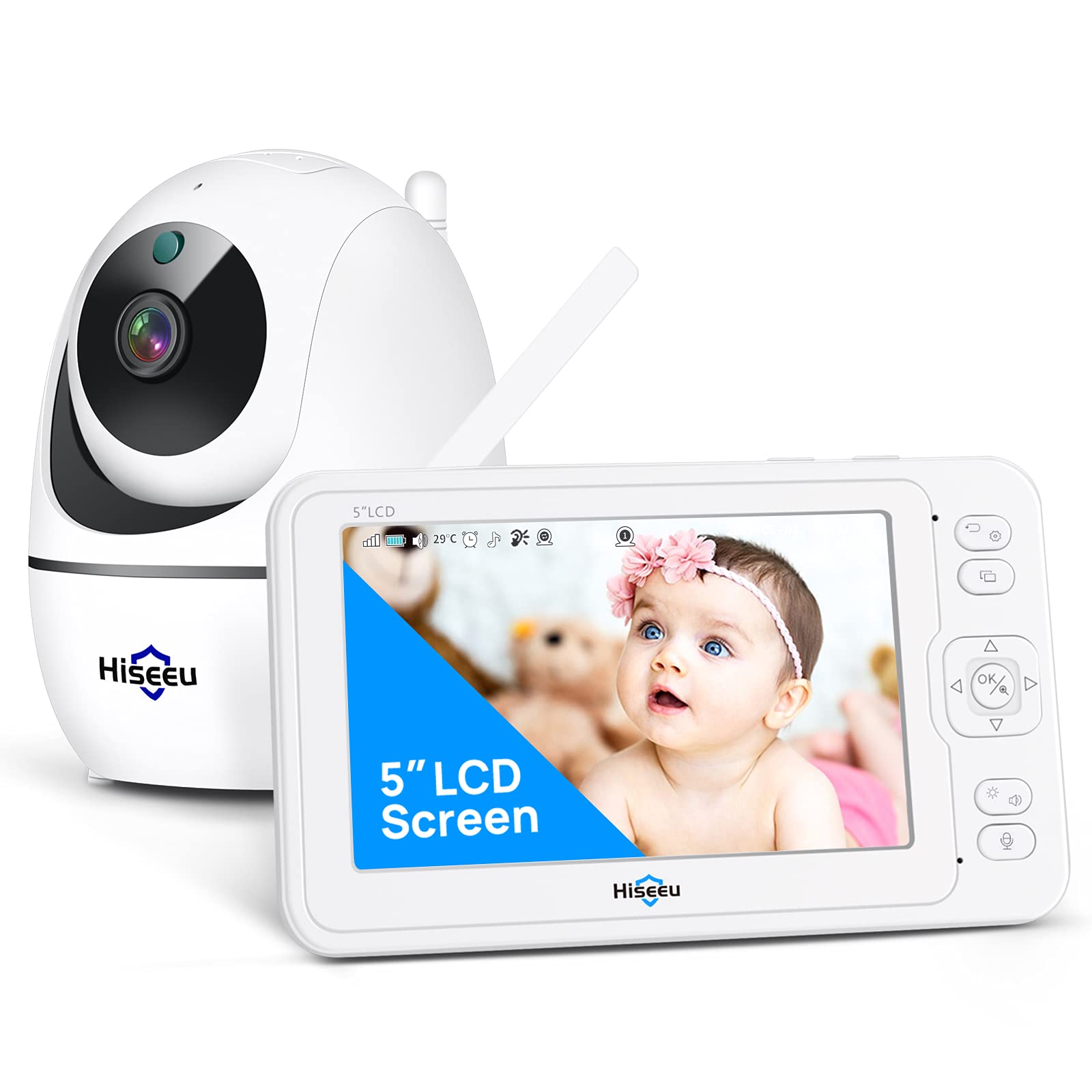 Hiseeu Baby Monitor with Remote Pan-Tilt-Zoom Camera,5