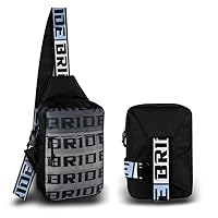 JDM Bride Racing Backpack Brown Bottom with Bride Adjustable Straps, Gradation Crossbody Shoulder Daypack (Bride-Gradation Strap)