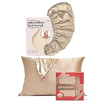Kitsch Satin Wrapped Microfiber Hair Towel (Champagne) and Satin Pillowcase (2pc, Queen Champagne) Bundle with Discount