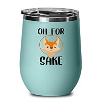 Fox Wine Glass Natural Life, For Sake Teal Wine Tumbler, Fox Glass Stainless Steel No Fade, Powder Coating Insulated Lid Present Idea